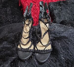 Elegant Black Lace-Up Women's Heels